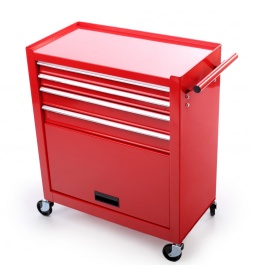 Montážny servisný dielenský vozík náradie 4 ZÁSUVKY Červený 