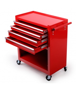 Montážny servisný dielenský vozík náradie 4 ZÁSUVKY Červený 