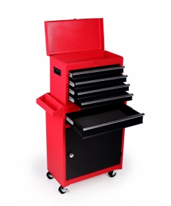 Montážny servisný dielenský vozík 5 ZÁSUVIEK 2 Dielny -  Červeno-Čierny