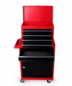 Montážny servisný dielenský vozík 5 ZÁSUVIEK 2 Dielny -  Červeno-Čierny