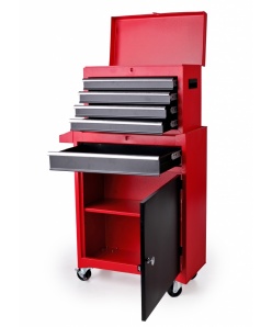 Montážny servisný dielenský vozík 5 ZÁSUVIEK 2 Dielny -  Červeno-Čierny