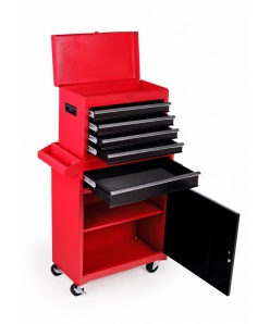 Montážny servisný dielenský vozík 5 ZÁSUVIEK 2 Dielny -  Červeno-Čierny