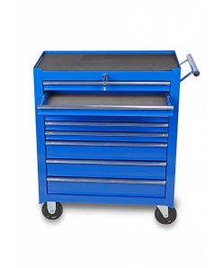 Montážny servisný dielenský vozík náradie 9 ZÁSUVIEK na ložiskách Modrý