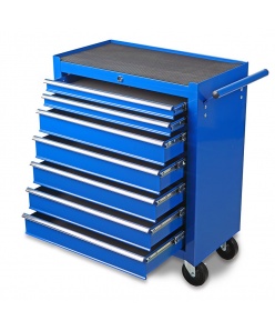 Montážny servisný dielenský vozík náradie 7 ZÁSUVIEK na ložiskách - Modrý