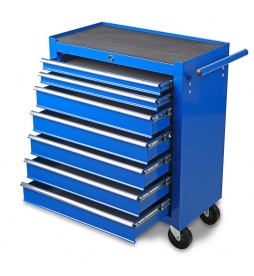 Montážny servisný dielenský vozík náradie 7 ZÁSUVIEK na ložiskách - Modrý