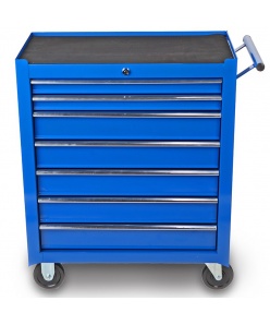 Montážny servisný dielenský vozík náradie 7 ZÁSUVIEK na ložiskách - Modrý