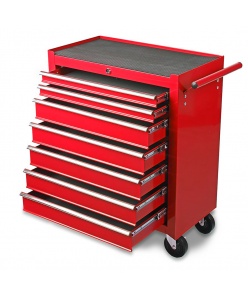 Montážny servisný dielenský vozík náradie 7 ZÁSUVIEK na ložiskách - Červený