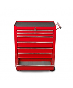 Montážny servisný dielenský vozík náradie 7 ZÁSUVIEK na ložiskách - Červený