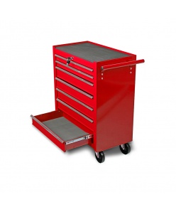 Montážny servisný dielenský vozík náradie 7 ZÁSUVIEK na ložiskách - Červený