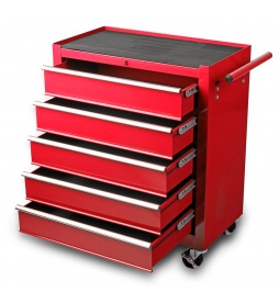 Montážny servisný dielenský vozík náradie 5 ZÁSUVIEK Červený