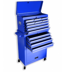 Montážny servisný dielenský vozík 13 ZÁSUVIEK na ložiskách 2 Dielny Modrý