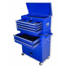 Montážny servisný dielenský vozík 8 ZÁSUVIEK na ložiskách 2 Dielny - Modrý 