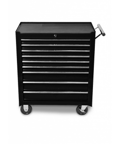 Montážny servisný dielenský vozík náradie 9 ZÁSUVIEK na ložiskách - Čierný