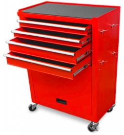 Montážny servisný Dielenský vozík na náradie 4 ZÁSUVIEK zvýšený - Červený 