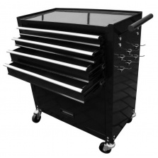 Montážny servisný dielenský vozík náradie 4 ZÁSUVKY Cierný