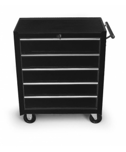 Montážny servisný dielenský vozík náradie 5 ZÁSUVIEK - na ložiskách - Cierný